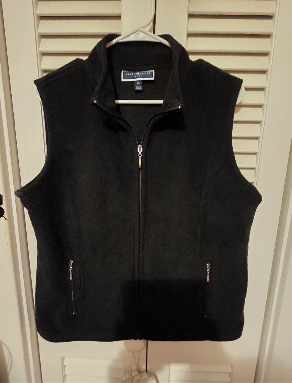 Karen Scott Sport Black Fleece Full-Zip Vest - Like New!